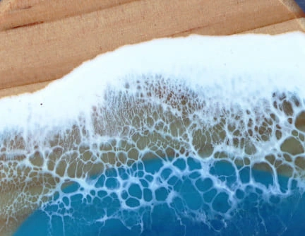 sous-verres bois résine effet vague océan